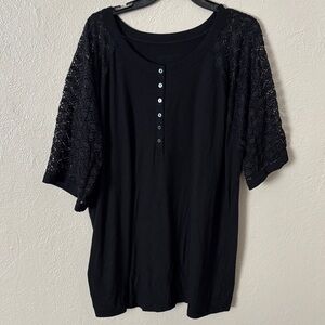 Torrid Fitted Super Soft Rib Lace Inset Raglan Henley Women’s Plus Size 5X (28)